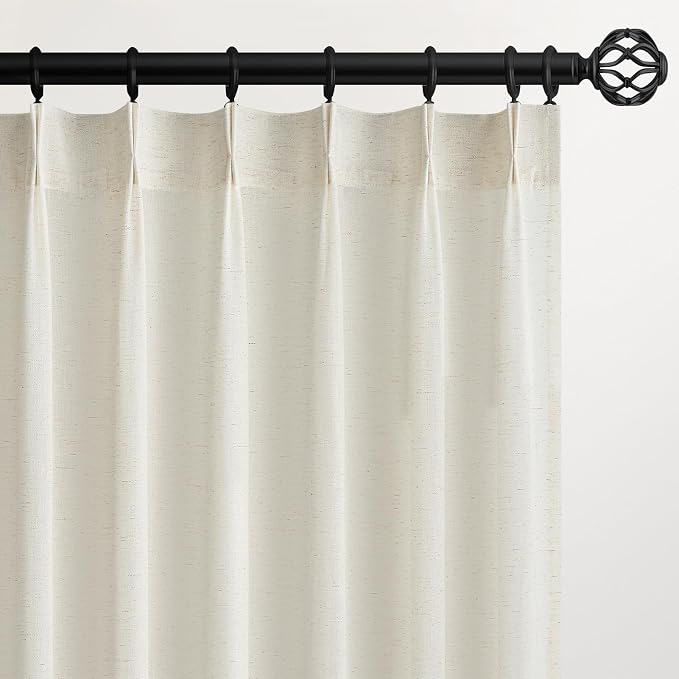 Topfinel 120 Inch Curtains 2 Panels Set, Two Packs Pinch Pleat Back Tab Linen