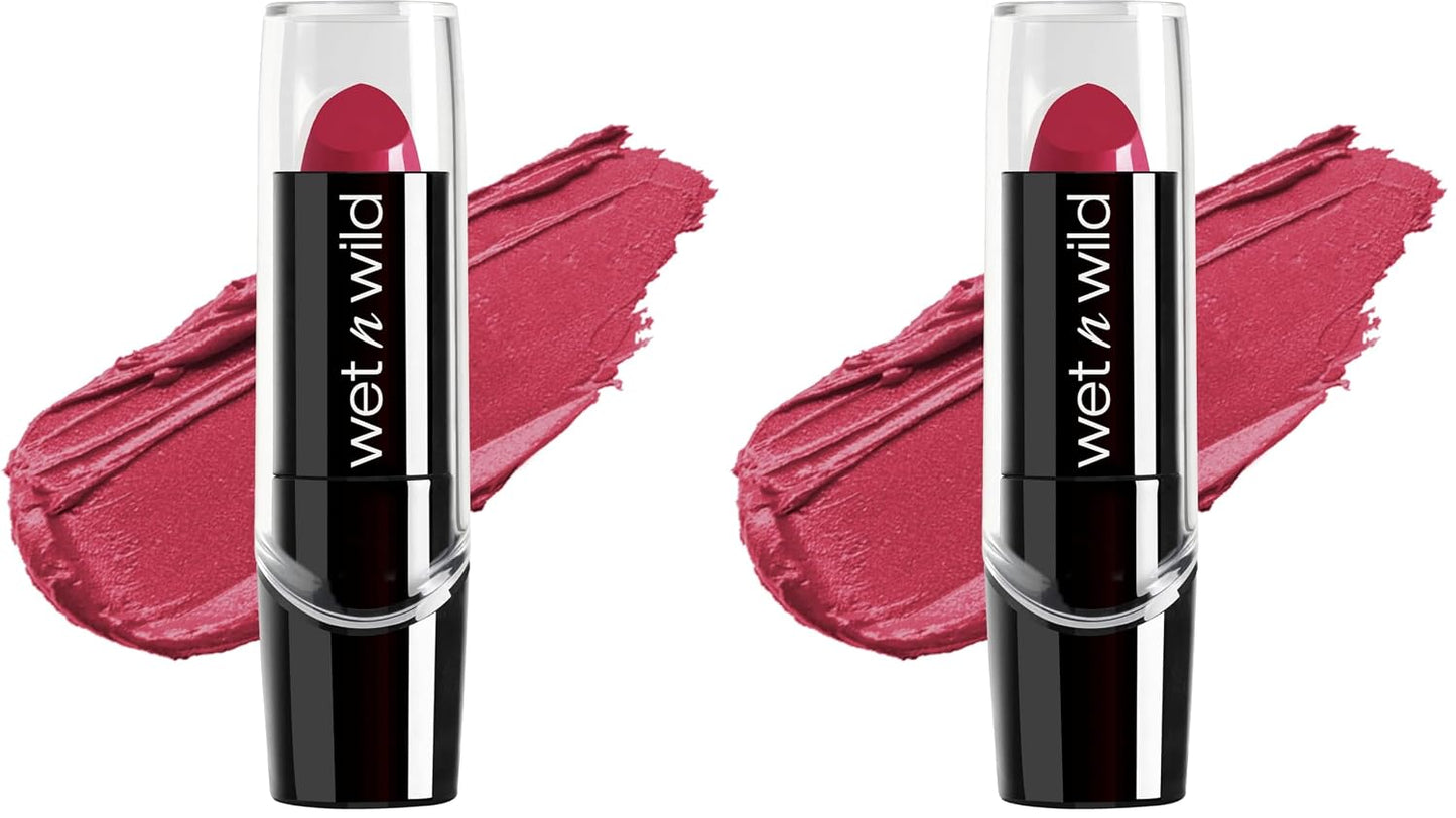 wet n wild Silk Finish Lipstick, Hydrating Rich Buildable Lip Color, Formulated with Vitamins A,E, & Macadamia for Ultimate Hydration, Cruelty-Free & Vegan - Dark Pink Frost
