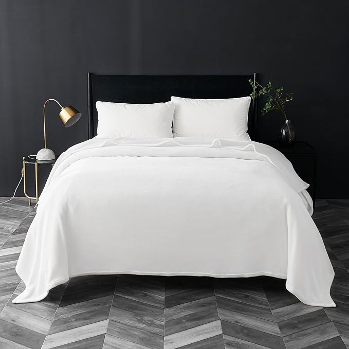 Bedsure GentleSoft Fleece Blankets King Size White