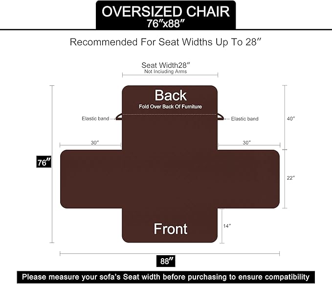 U-NICE HOME Reversible Oversized 28''Chair Covers, Burgundy/Tan | Armchair Cover