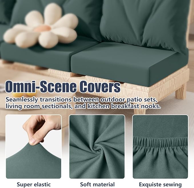 8Pcs Outdoor Cushion Covers, Stretch Patio Furniture Couch Chair Slipcovers |