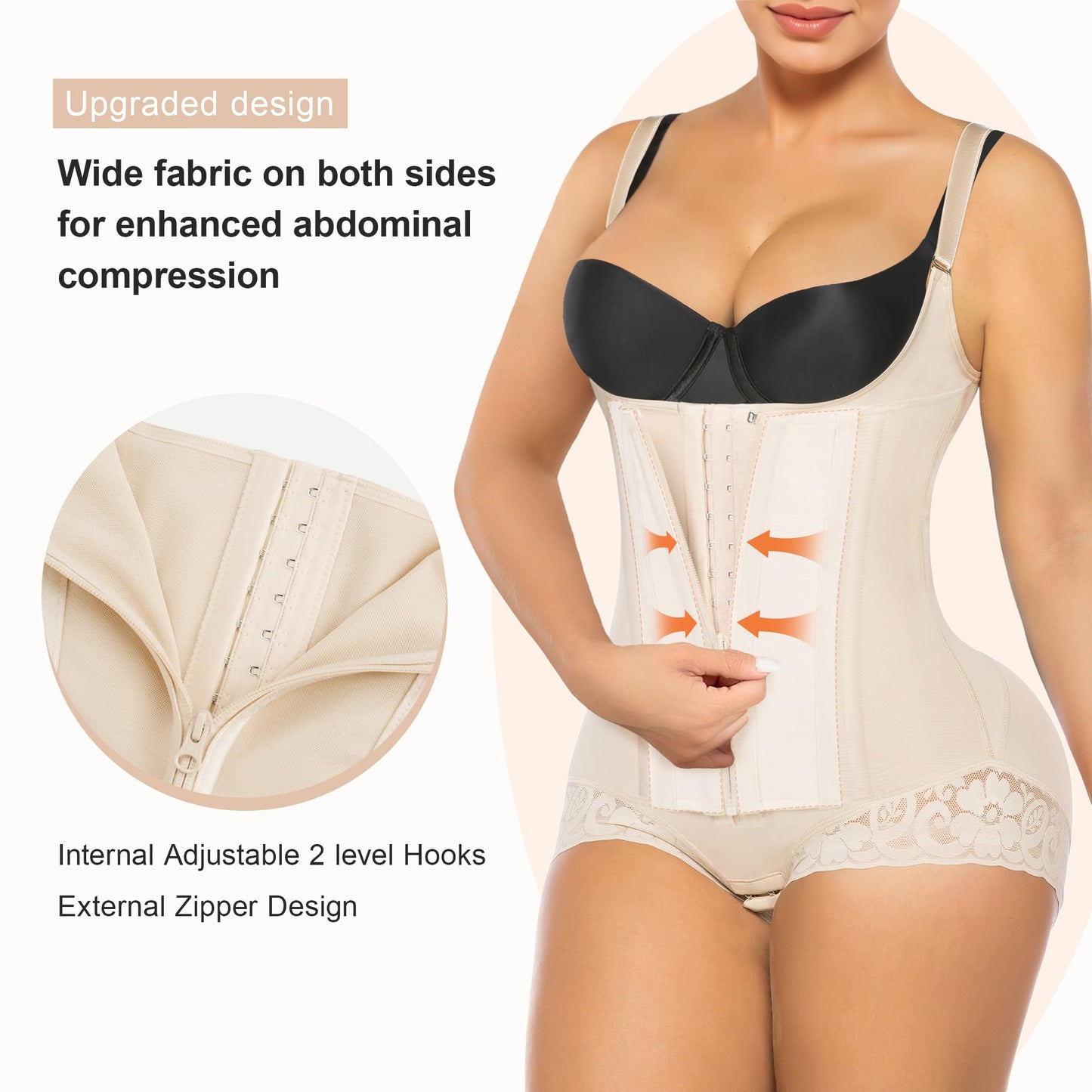 SHAPERX Women's Fajas Colombianas Tummy Control Shapewear Body Shaper with Steel Boned Support