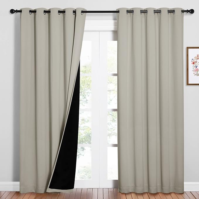 NICETOWN 100% Blackout Window Curtain Panels, Cold and Full Light Blocking