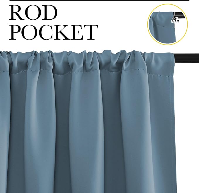 NICETOWN RV Blackout Curtains for Camper Windows, Smoky Blue, Short Blackout