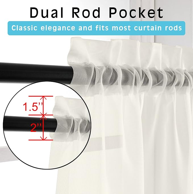Ivory Sheer Curtains 84 Inch Length 2 Panels
