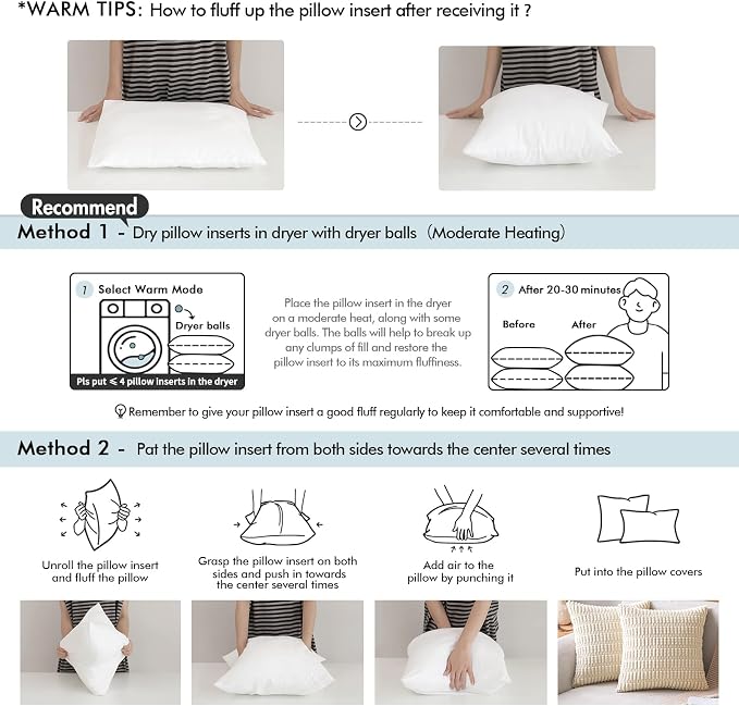 MIULEE Pillow Insert 18x18 Inch Decorative Square Throw Pillow Inserts |