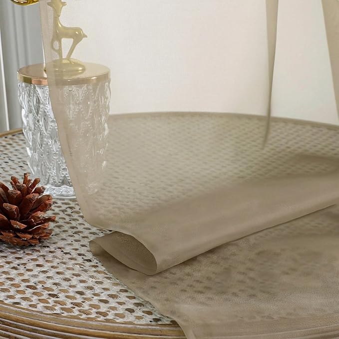Sheer Taupe Curtains 108 Inches Long 2 Panels Set, 59 Inch Extra Wide