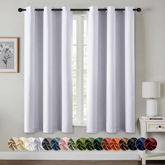 MIULEE Blackout Curtains for Bedroom 2 Panels 40x45 Inch Long Greyish White |