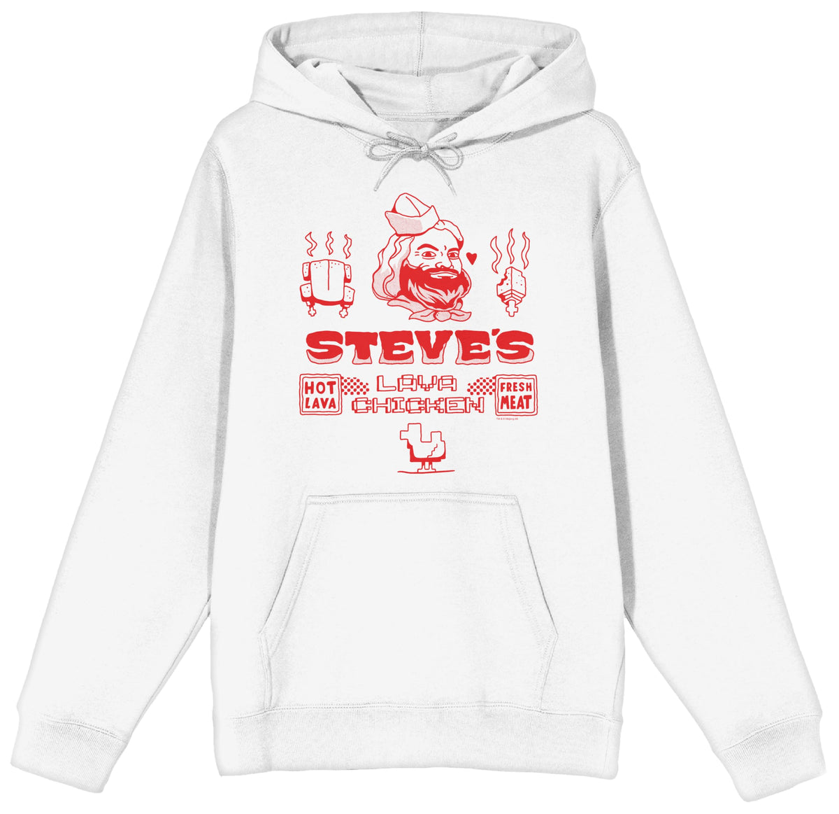 Minecraft Movie Steve's Lava Adult White Long Sleeve Hoodie-Large