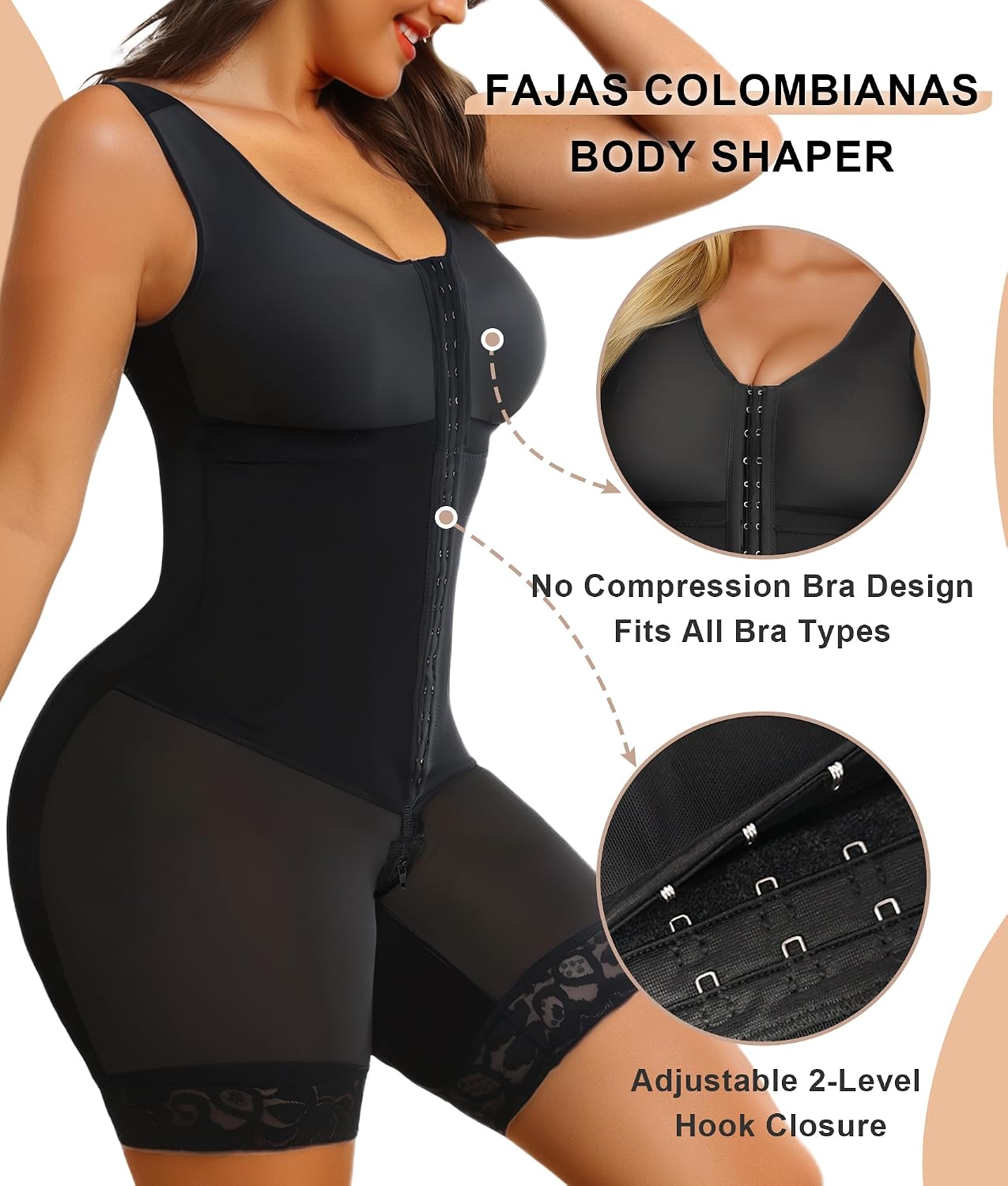 SHAPERX Women's Fajas Colombianas Tummy Control Shapewear Postpartum Full Body Shaper Butt Lifter Bodysuit