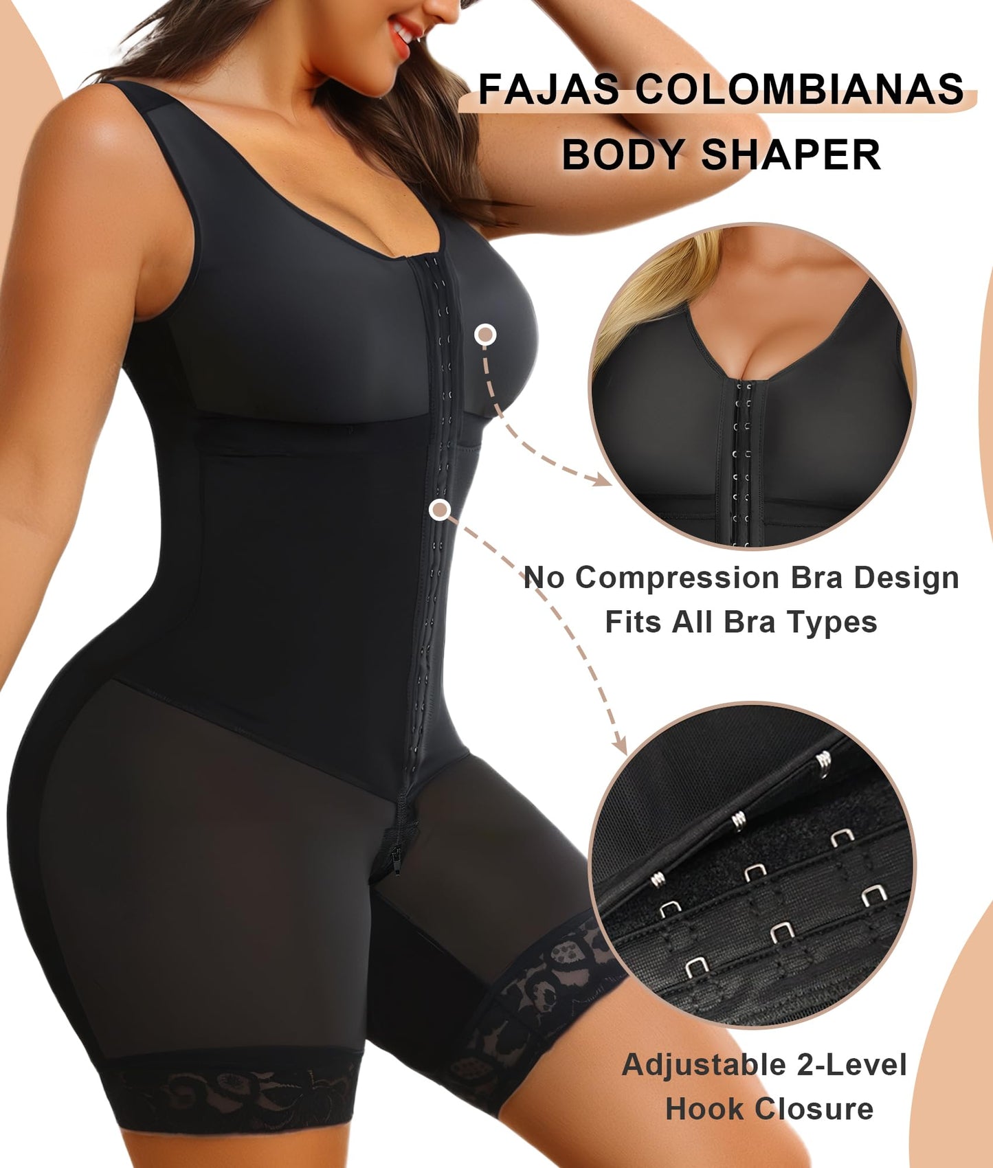 SHAPERX Women's Fajas Colombianas Tummy Control Shapewear Postpartum Full Body Shaper Butt Lifter Bodysuit