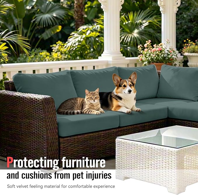 8Pcs Outdoor Cushion Covers, Stretch Patio Furniture Couch Chair Slipcovers |