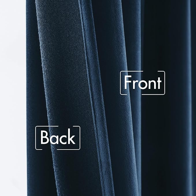 MIULEE Navy Blue Velvet Curtains 52x90 inches Luxury Blackout Curtains |