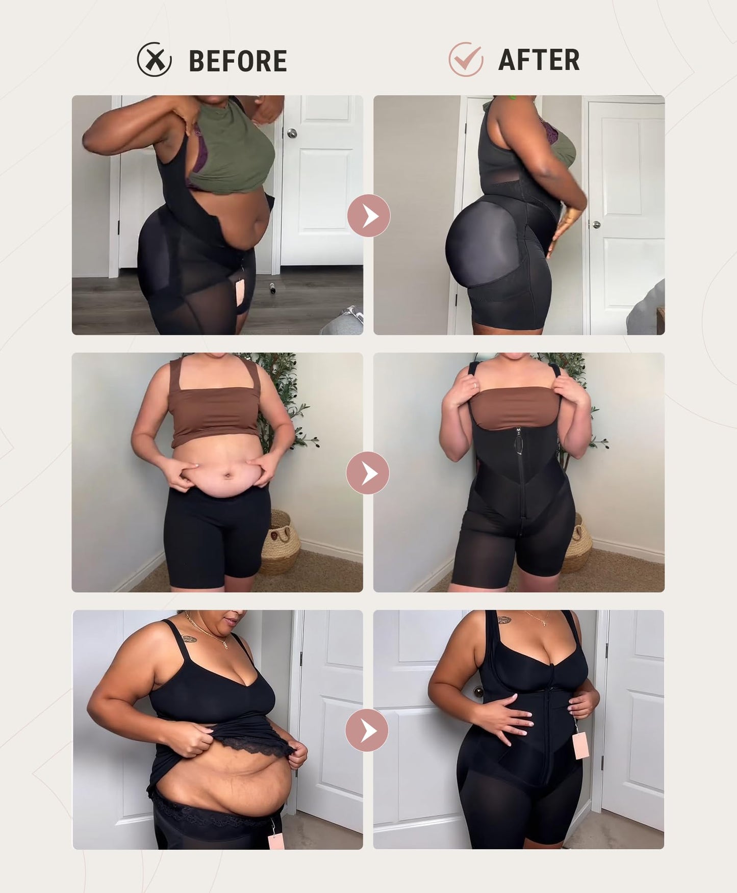 FeelinGirl Feelvibe Shapewear Tummy Control Faja Body Shaper for Women | Fajas Colombianas Moldeadoras, Plus Size, Zipper Crotch, Daily Body Sculpting, Postpartum & Post-surgery Faja