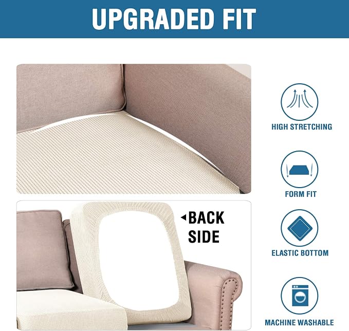 H.VERSAILTEX Super Stretch Individual Seat Cushion Covers Sofa Covers Couch
