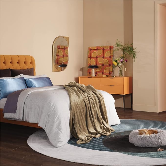 Bedsure GentleSoft Fleece Throw Blanket Camel