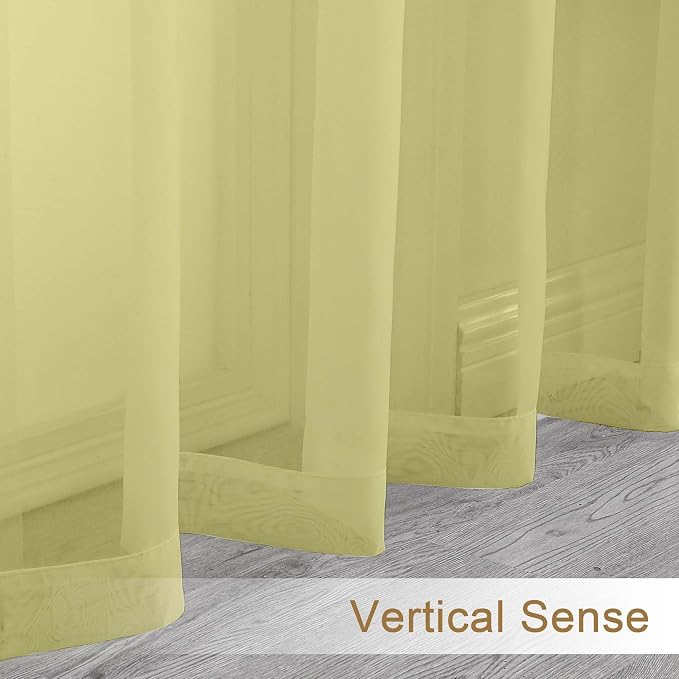 Chyhomenyc Sheer Lemon Tier Curtains 24 Inch Length Set, Small Window Kitchen