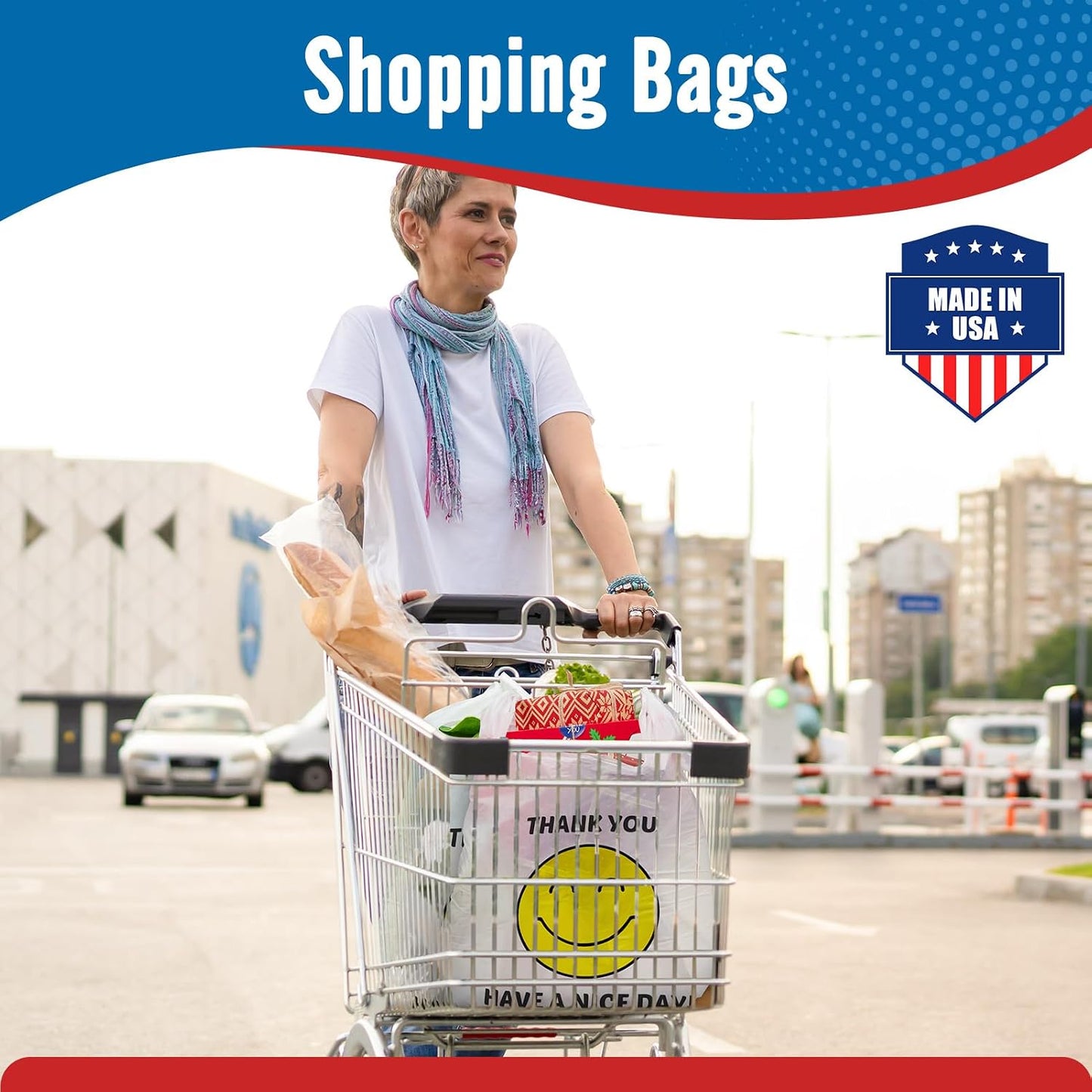 11.5x6.5x21“ 0.47mil Happy Smiling Face Plastic Bags | 1000 Counts Wholesale