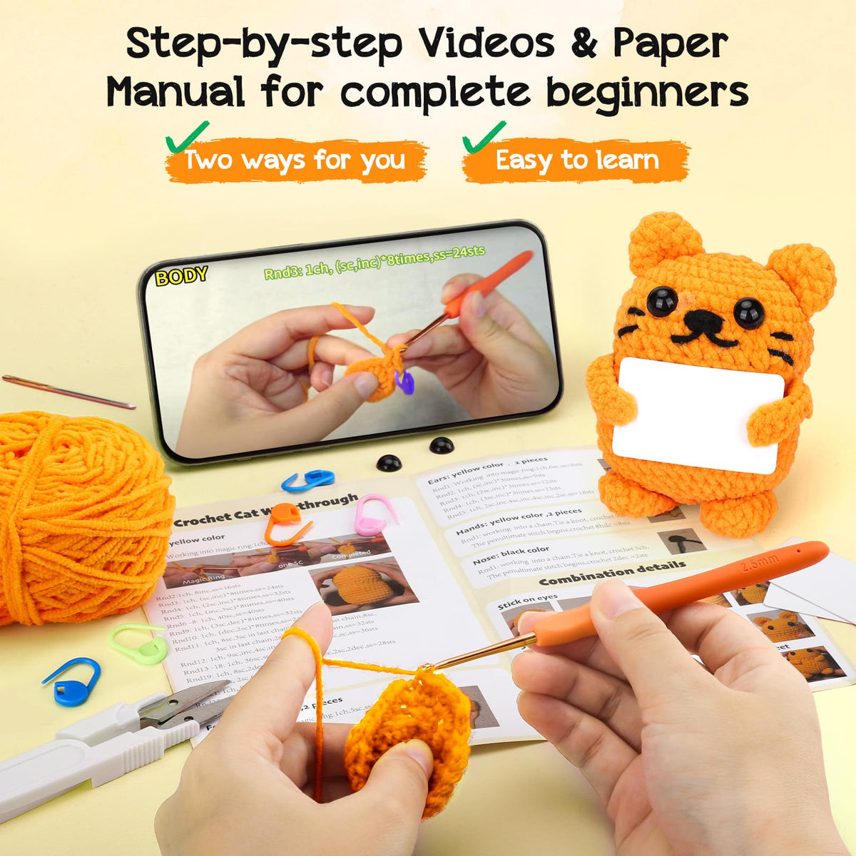 Agantree Art Positive Crochet Cat Beginner Kit