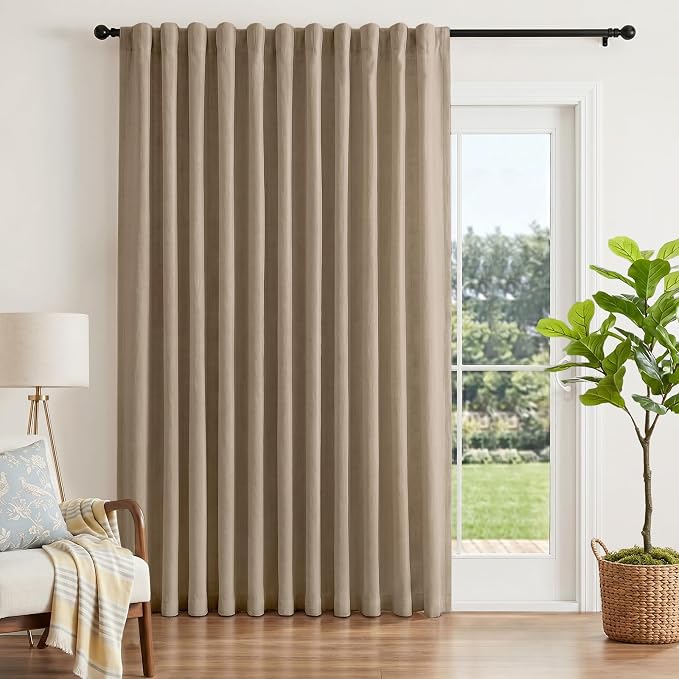 INOVADAY Extra Wide 100% Blackout Linen Curtains 102x84 Burlywood Birch | Linen