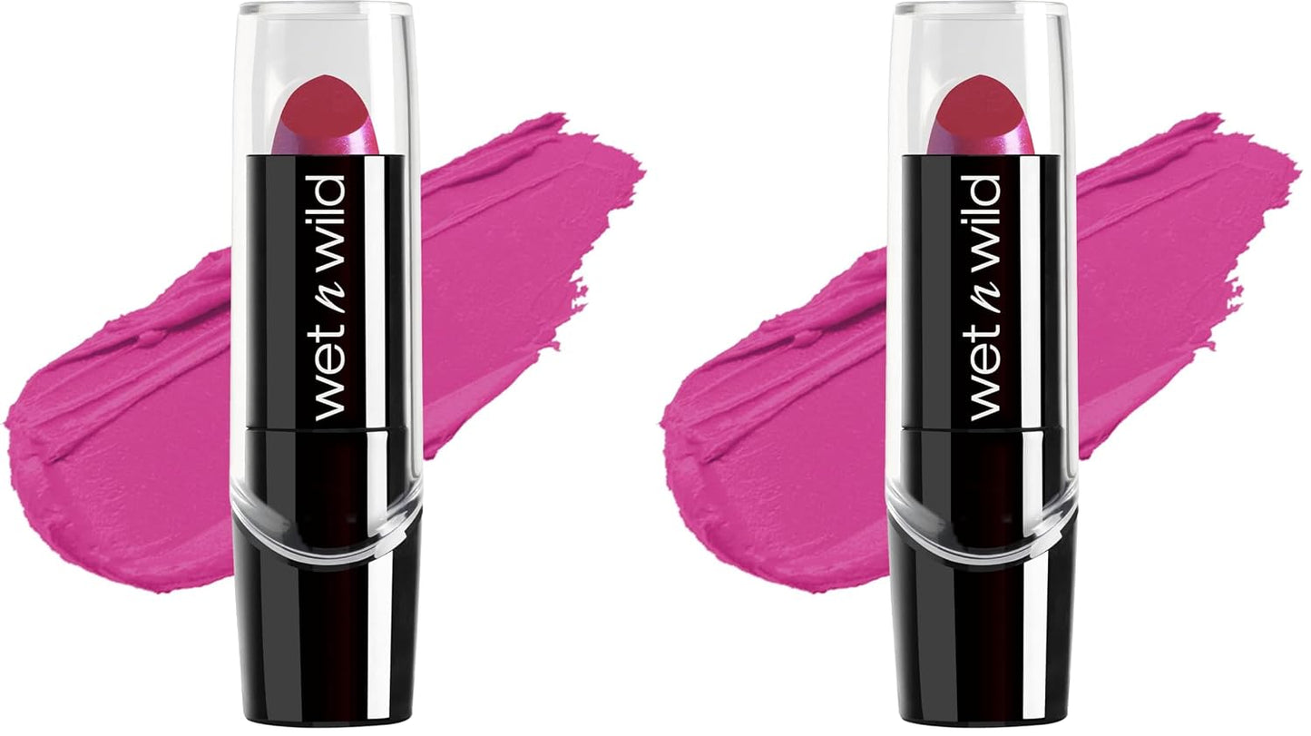 wet n wild Silk Finish Lipstick, Hydrating Rich Buildable Lip Color, Formulated with Vitamins A,E, & Macadamia for Ultimate Hydration, Cruelty-Free & Vegan - Dark Pink Frost