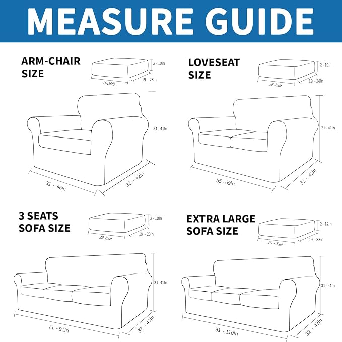 XINEAGE 2026 New 4 Pieces Extra Large Couch Covers