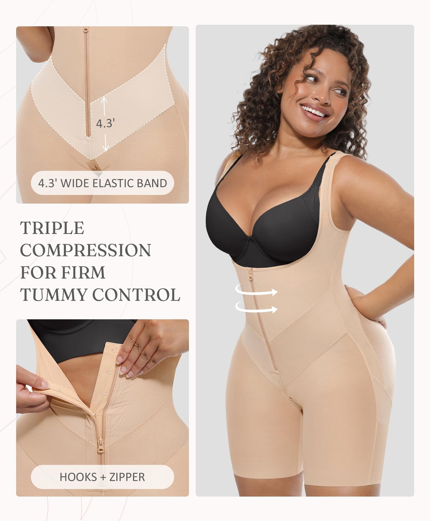 FeelinGirl Feelvibe Shapewear Tummy Control Faja Body Shaper for Women | Fajas Colombianas Moldeadoras, Plus Size, Zipper Crotch, Daily Body Sculpting, Postpartum & Post-surgery Faja