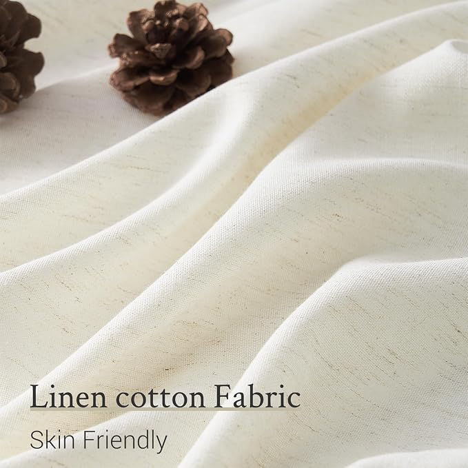 78 Inches Long Pinch Pleated Semi Sheer Curtains, Natural Linen Blended Light