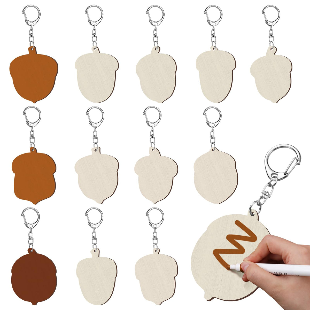 [Like New] RattanView 24-Piece Acorn Keychain Craft Set, 12 Styles
