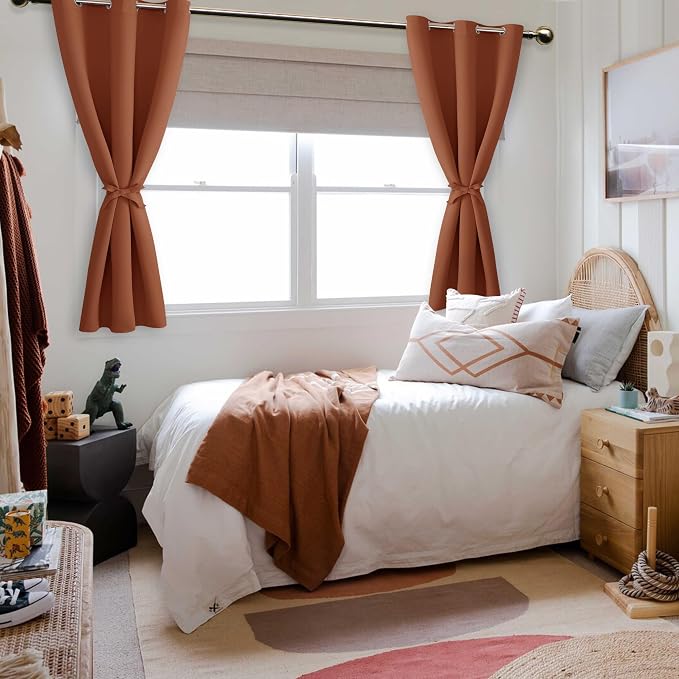 Blackout Curtains for Bedroom, Burnt Ochre, 38 x 54 Inch, 2 Panels | Thermal