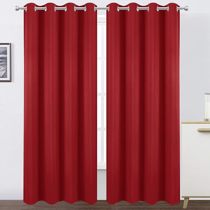 Blackout Curtains 52 x 84 inch/Bright Red Curtains Set of 2 Panels/Thermal