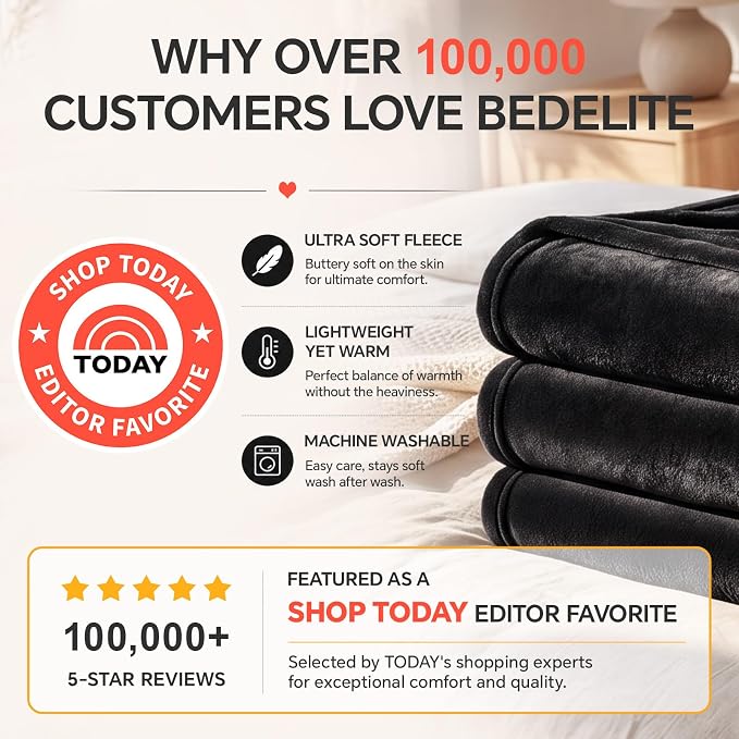BEDELITE Fleece Blanket Soft Plush Throw