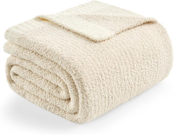 Snuggle Sac Ultra Soft Ivory Bedding Blanket Twin XL, Warm Fluffy Microfiber