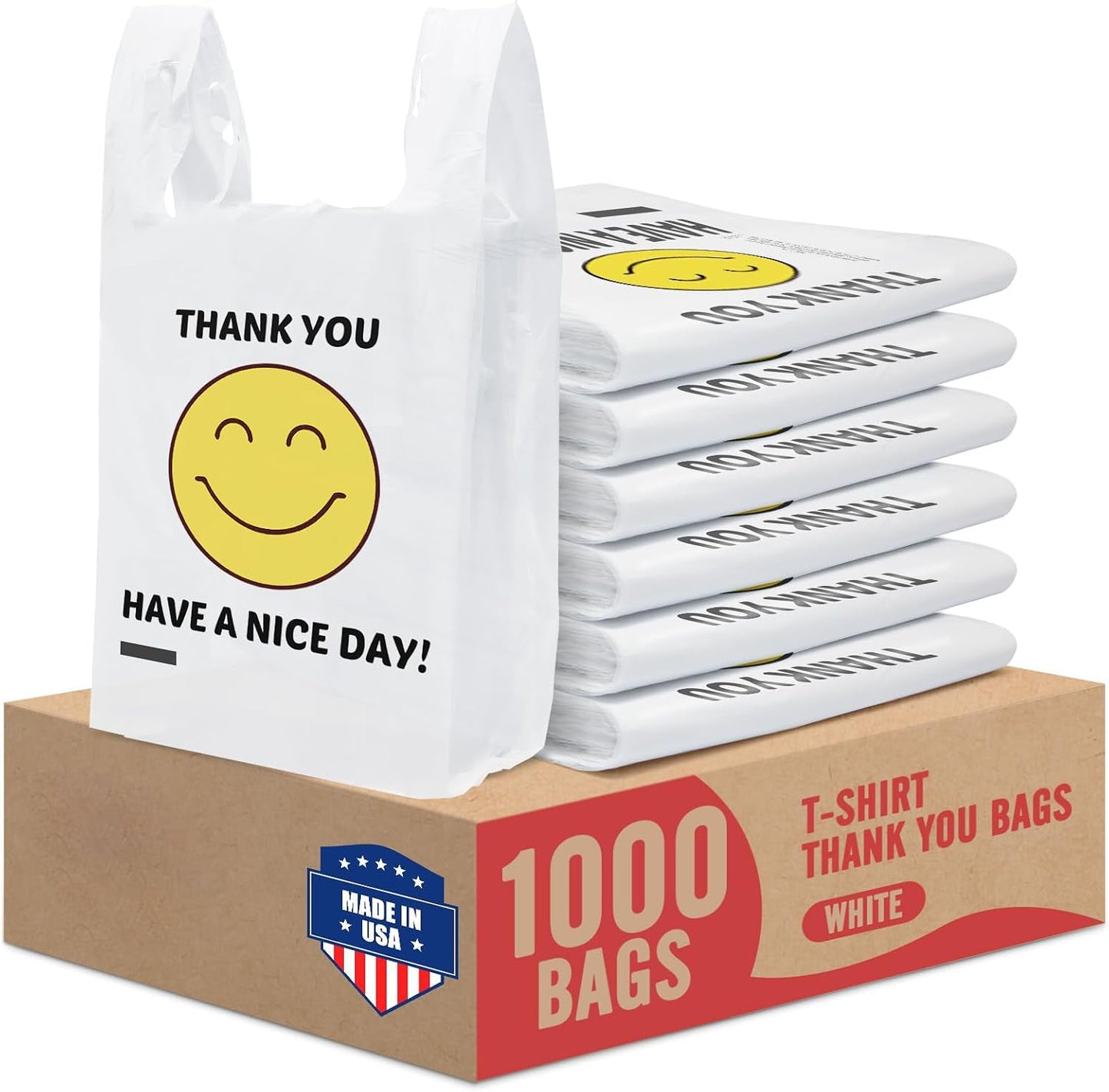 11.5 x 6.5 x 21“  0.47mil Thank You Plastic Bags 1000 Count