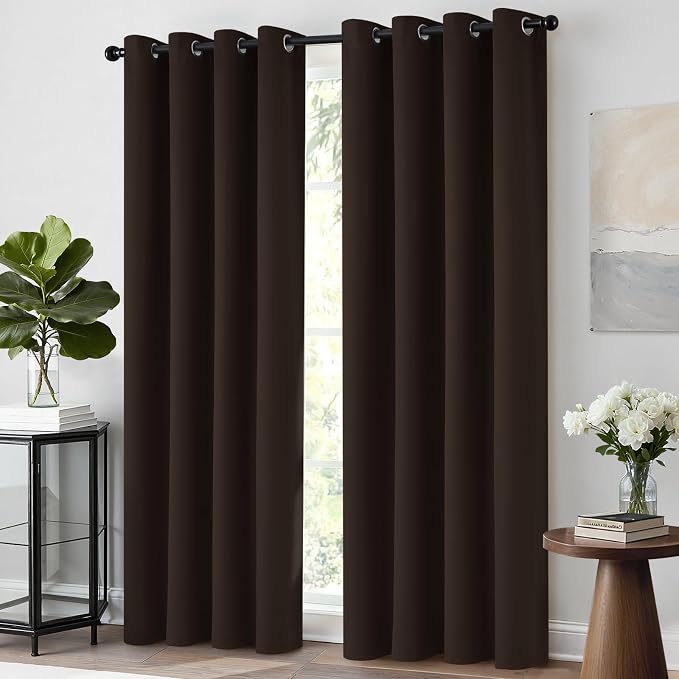 Yakamok Room Darkening Curtains 52x84 inch Length Dark Brown-Living Room | 2