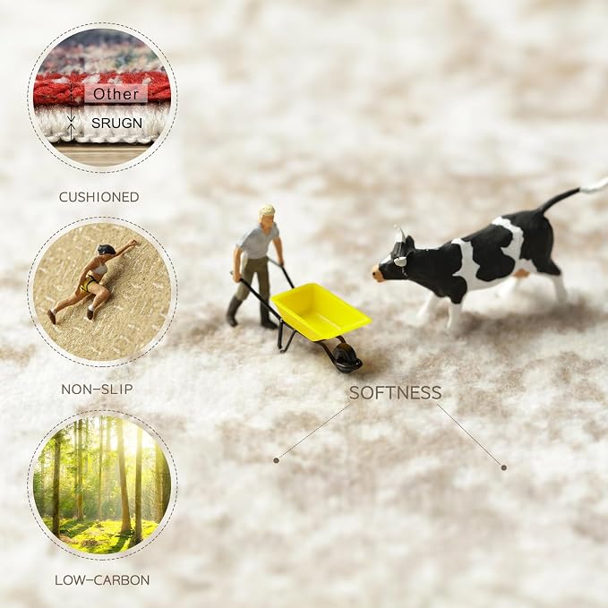 Beige Grey Washable Rugs 5x7 Area Rugs