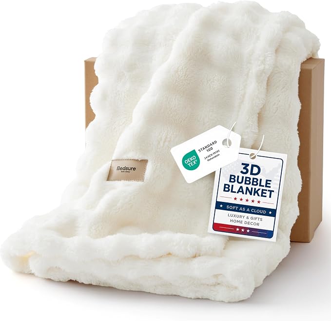 Bedsure 3D Fleece Bubble Blanket