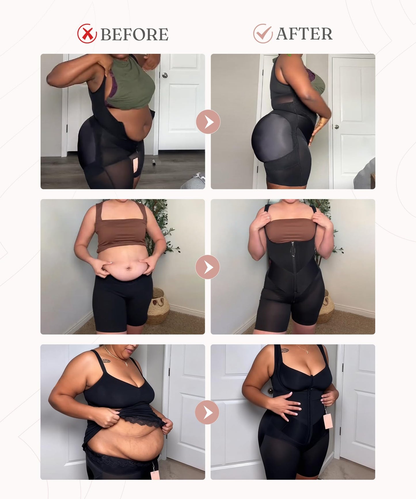 FeelinGirl Feelvibe Shapewear Tummy Control Faja Body Shaper for Women | Fajas Colombianas Moldeadoras, Plus Size, Zipper Crotch, Daily Body Sculpting, Postpartum & Post-surgery Faja