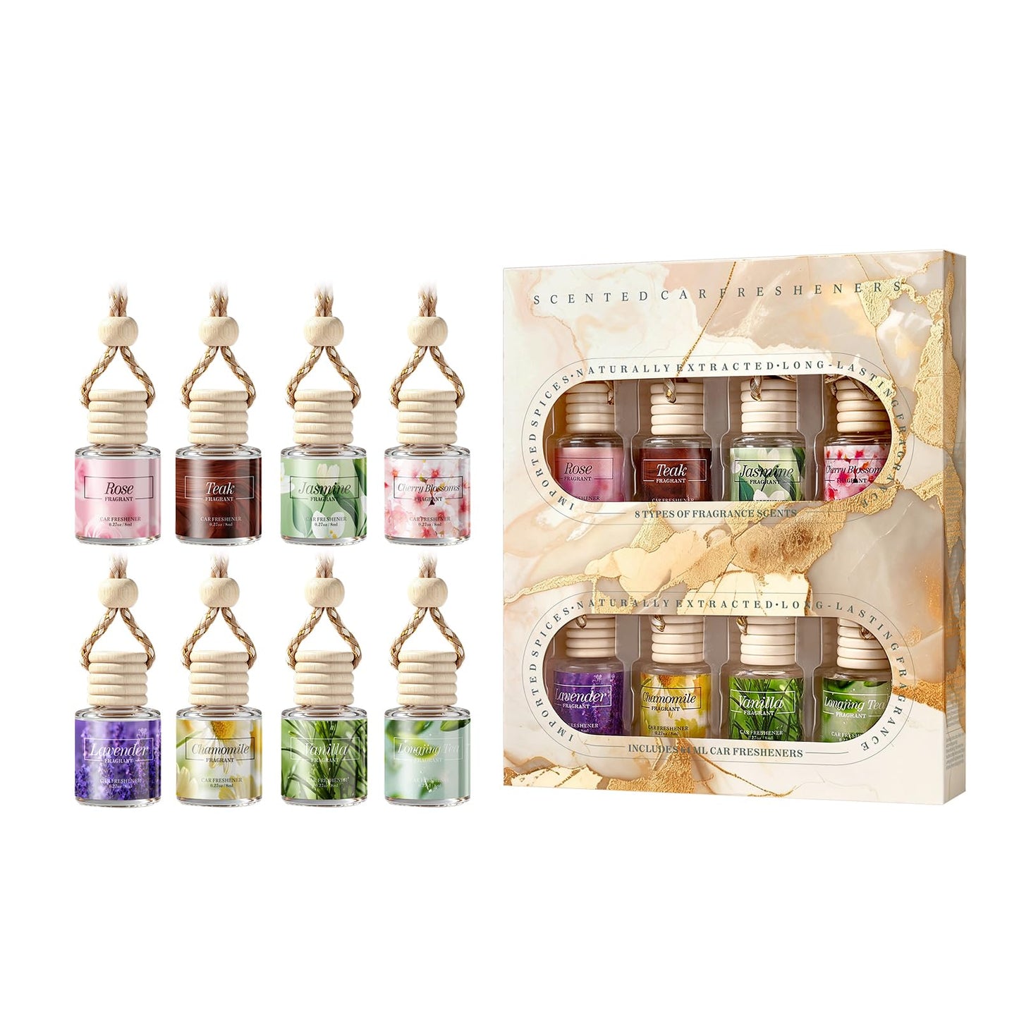 Car Air Freshener Diffuser, Hanging Car Scents Air Freshener, Car Fresheners Long Lasting, Essential Oil Diffuser, Fragrance Oil 8ml*12pcs
