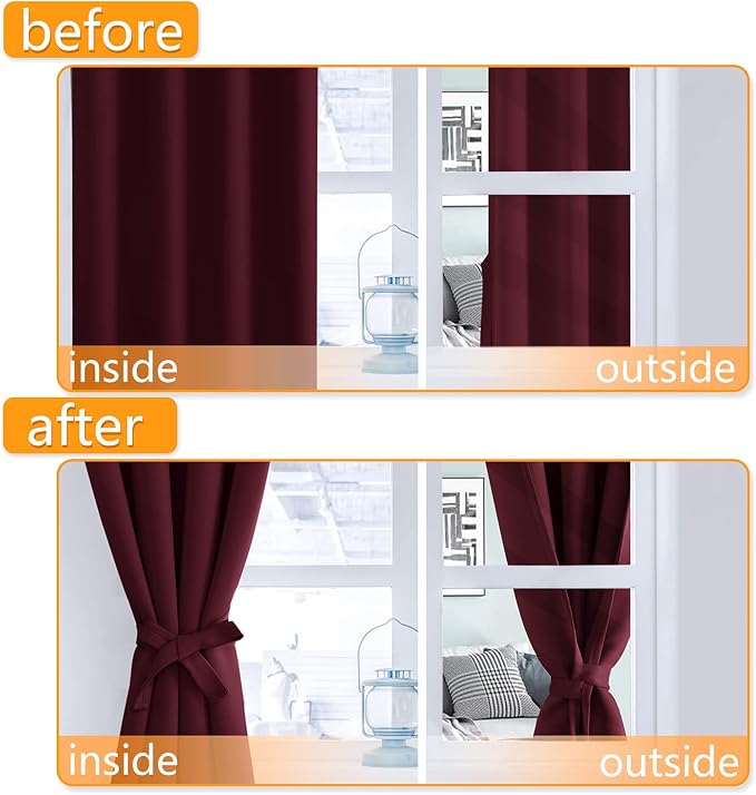 Blackout Curtains for Bedroom, 38 x 54 Inch 2 Panels | Thermal Insulated &