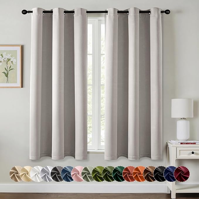 MIULEE Blackout Curtains for Bedroom 2 Panels 40 x 63 Inch Long Cobblestone |
