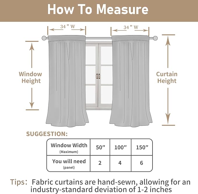 Semi Sheer Window Linen Curtains 54 Inch Length, 34 x 54 Inch | Light Filtering