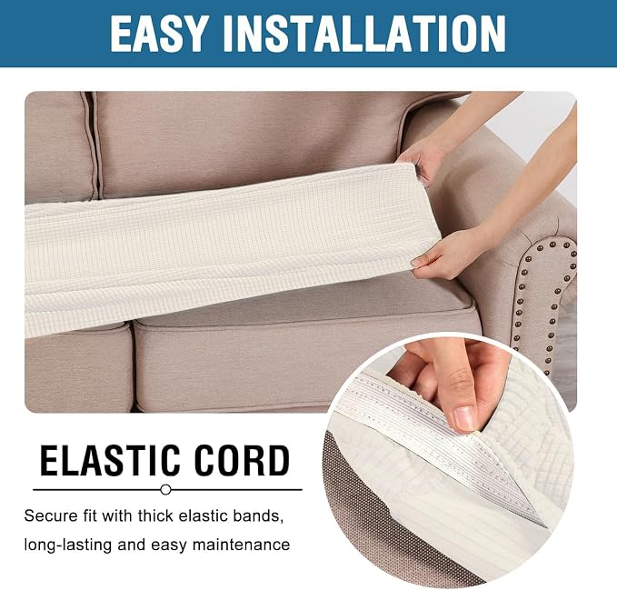H.VERSAILTEX Super Stretch Individual Seat Cushion Covers Sofa Covers Couch