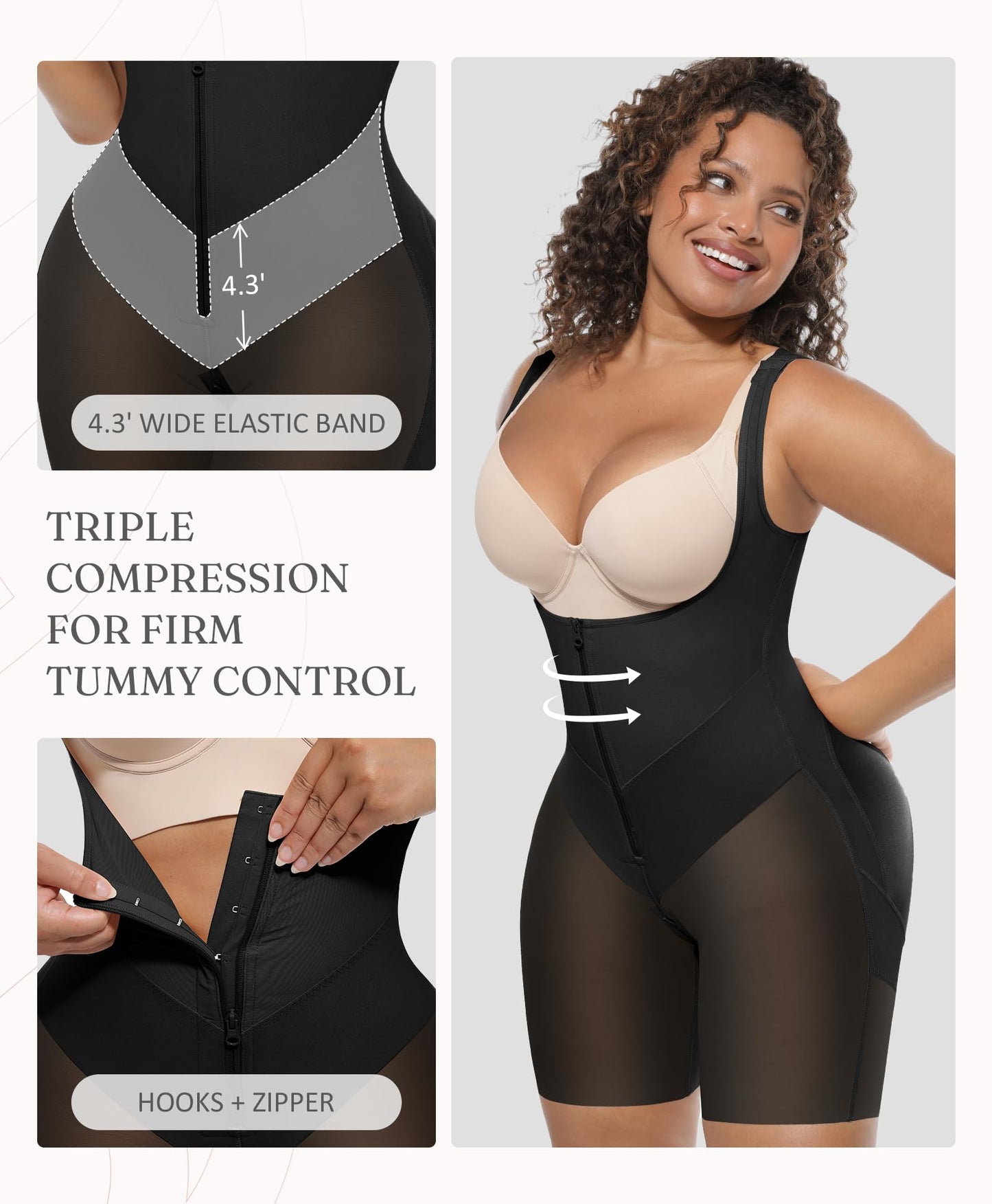 FeelinGirl Feelvibe Shapewear Tummy Control Faja Body Shaper for Women | Fajas Colombianas Moldeadoras, Plus Size, Zipper Crotch, Daily Body Sculpting, Postpartum & Post-surgery Faja