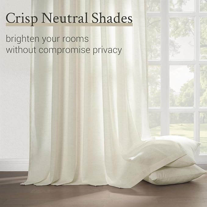 Topfinel 120 Inch Curtains 2 Panels Set, Two Packs Pinch Pleat Back Tab Linen