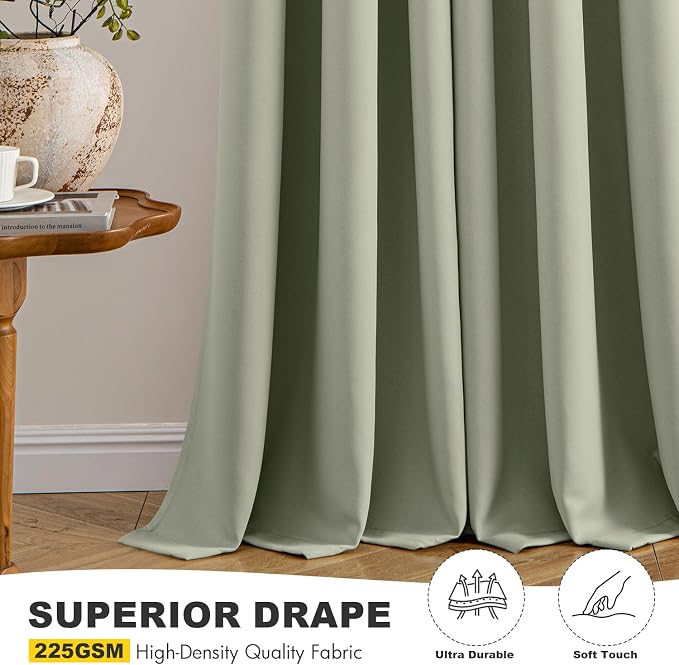 MIULEE Blackout Curtains for Bedroom 2 Panels 34 x 54 Inch Long Sage Green |