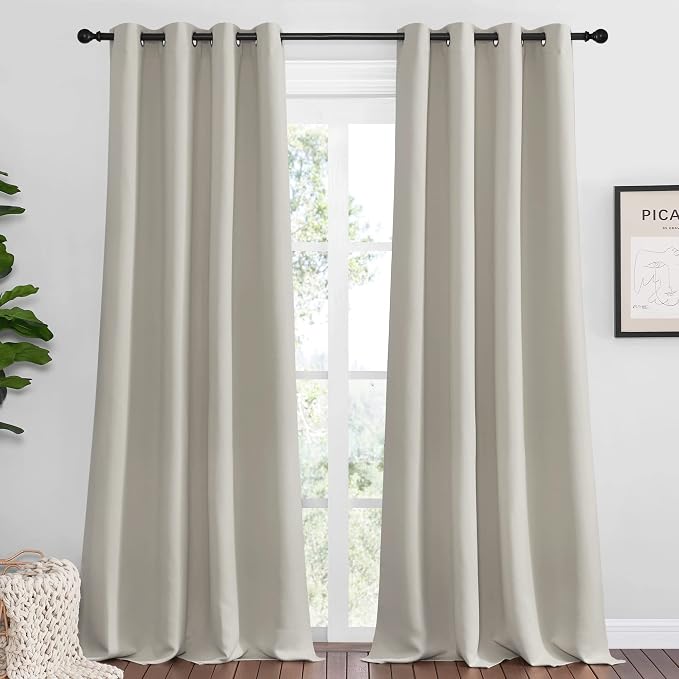 NICETOWN Natural Room Darkening Curtains 108" Long