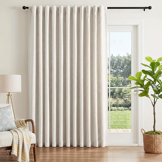 INOVADAY Extra Wide 100% Blackout Linen Curtains