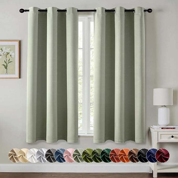 MIULEE Blackout Curtains for Bedroom 2 Panels 34 x 54 Inch Long Sage Green |