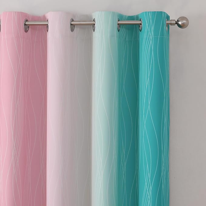 Pink and Teal Ombre Blackout Curtains